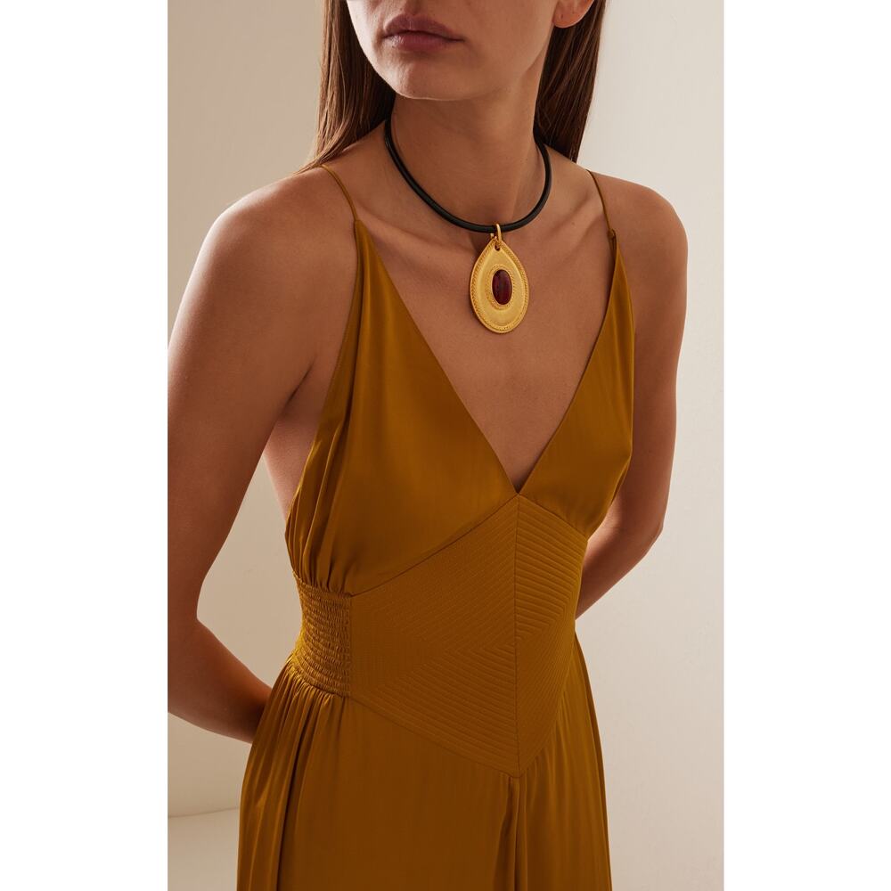 Ben-Amun Gold and Black Necklace with Red Pendant - Picture 3 of 6